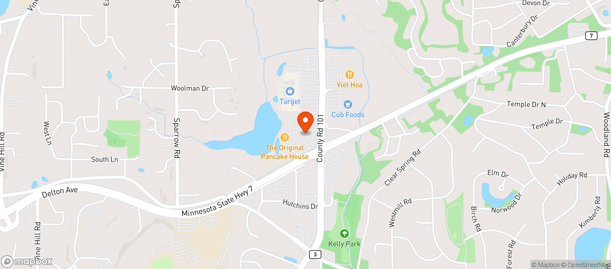 Map showing MGM Liquors