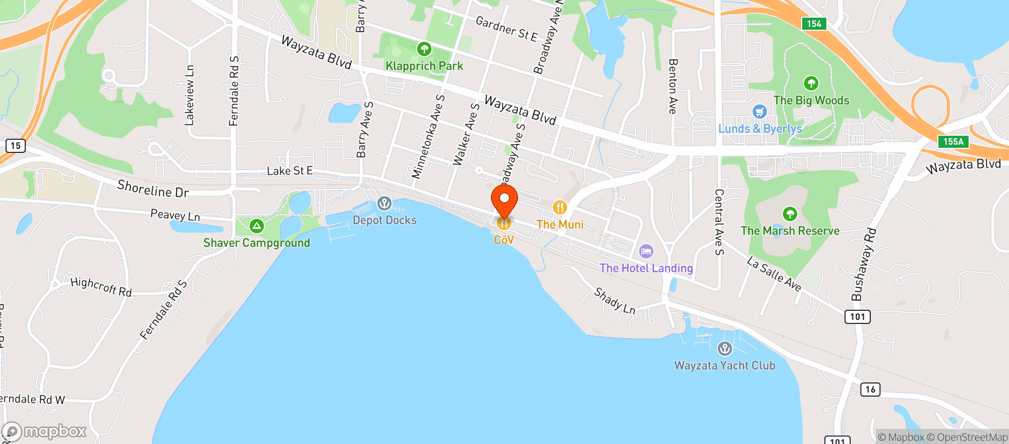 Map showing CoV Wayzata