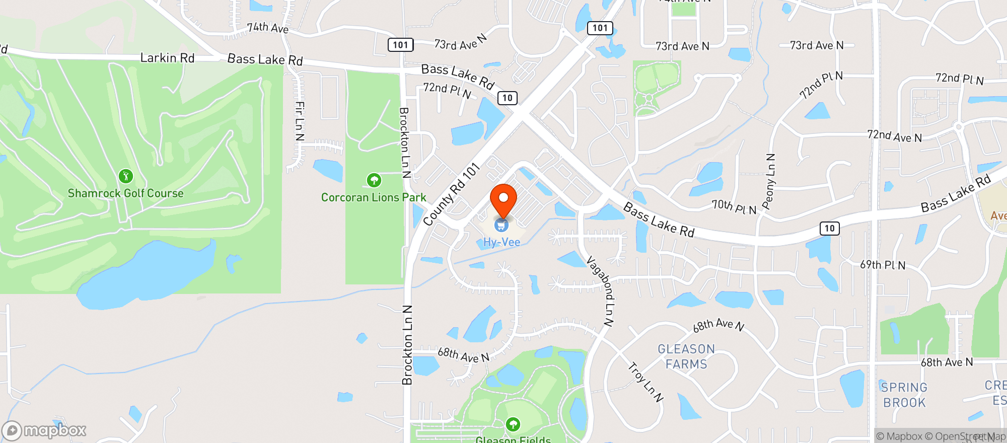 Map showing Hy-Vee - Maple Grove