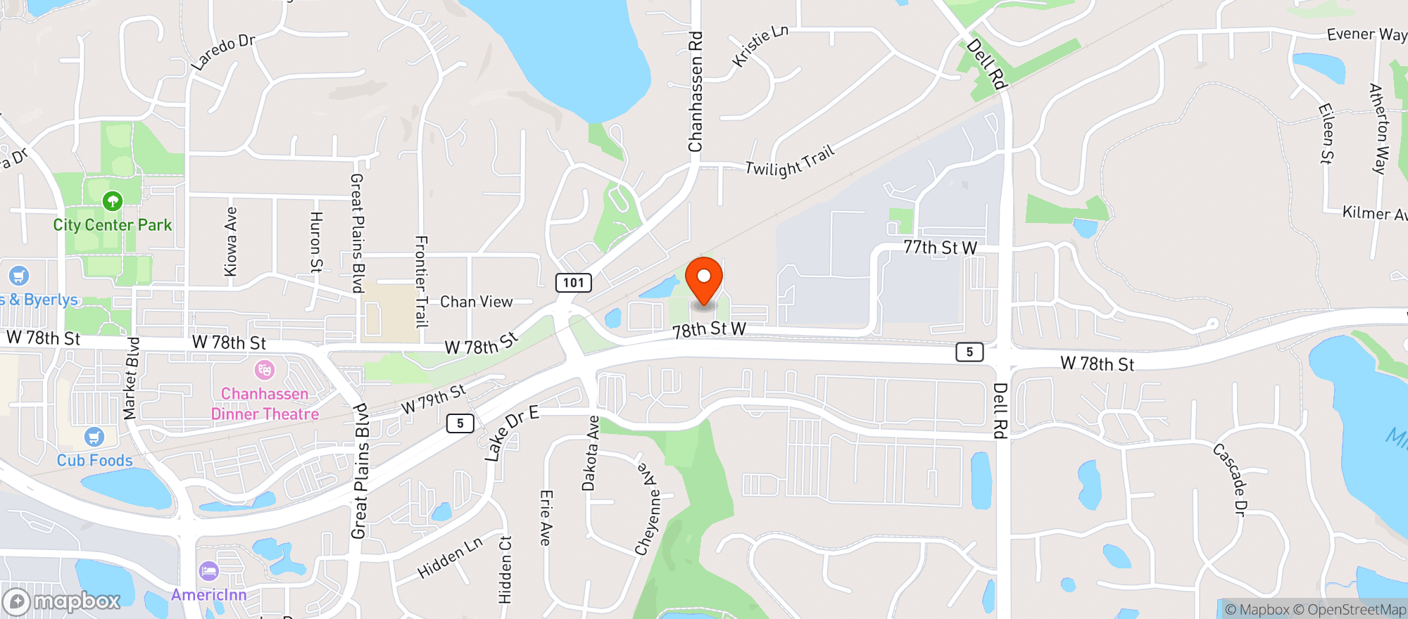 Map showing Top Ten Liquors - Chanhassen
