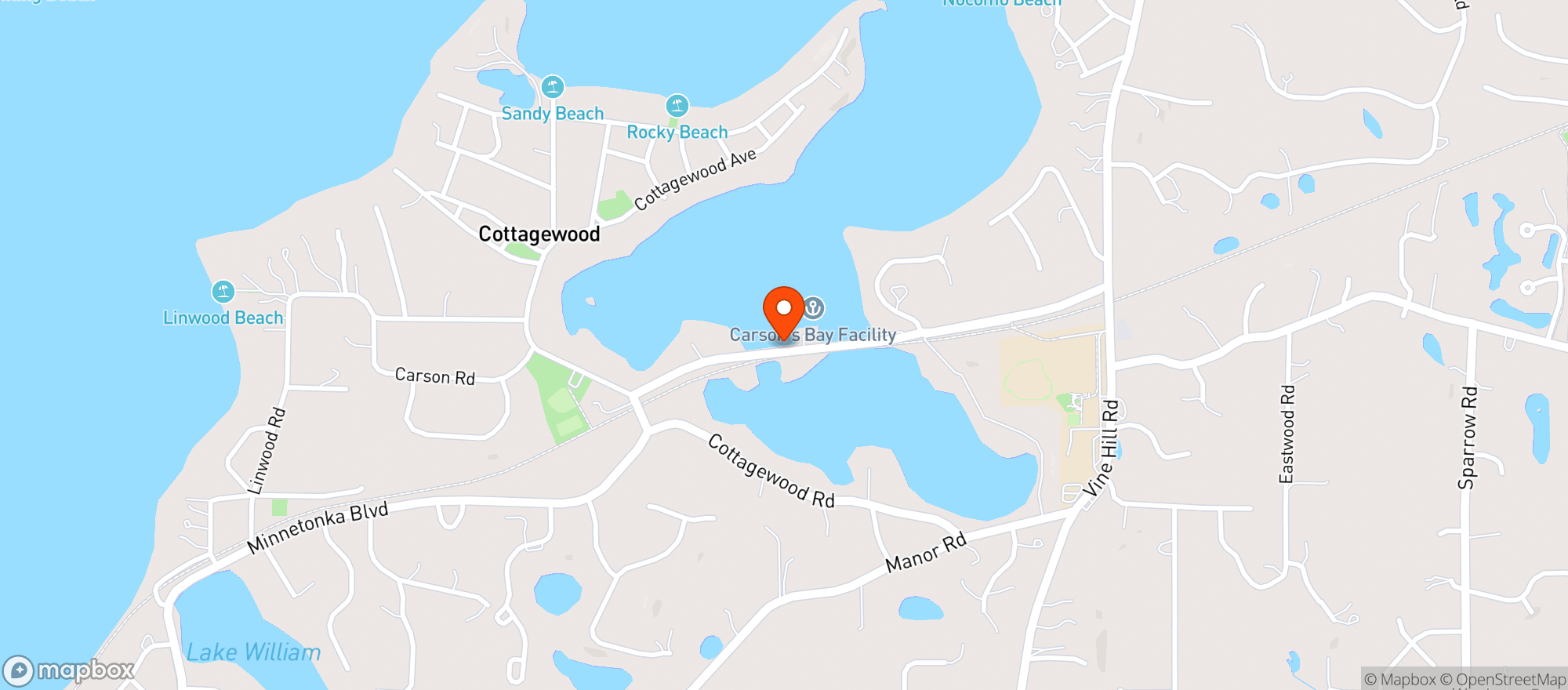 Map showing Minnetonka Yacht Club