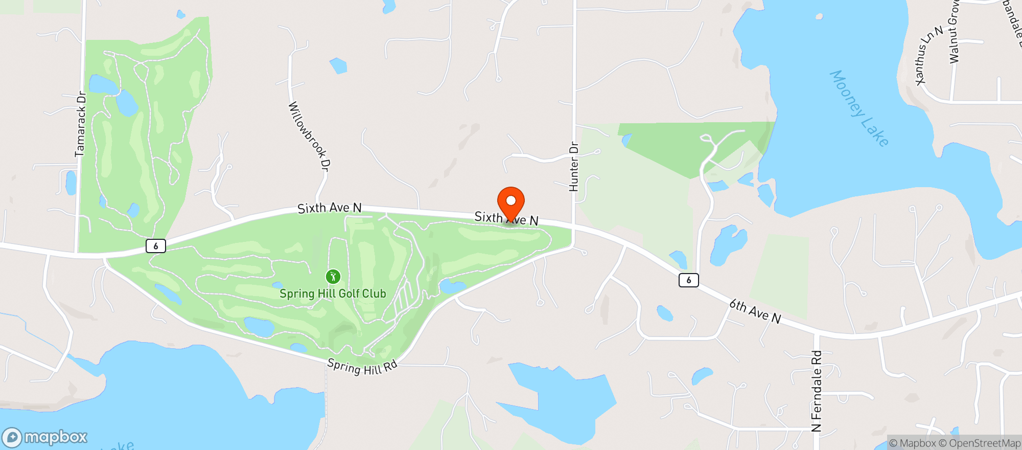 Map showing Spring Hill Golf Club