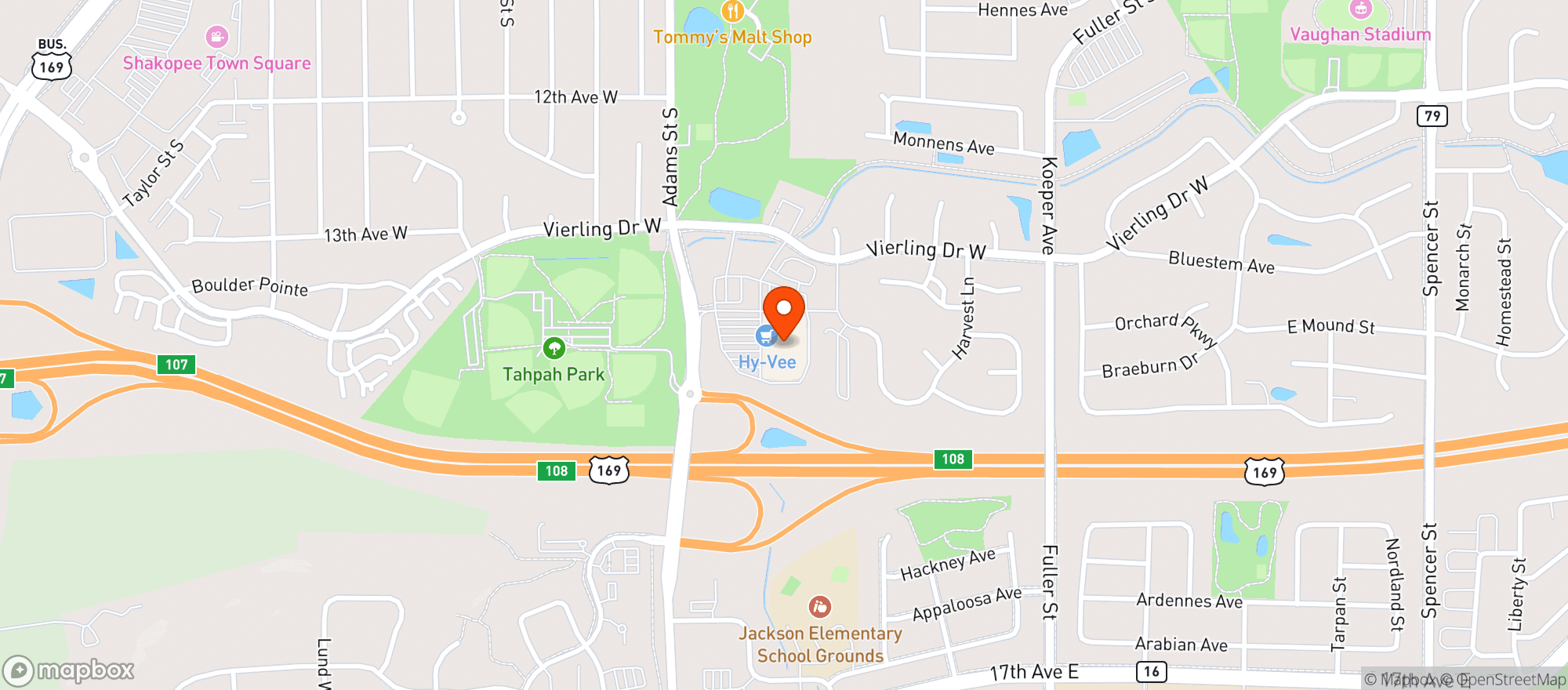 Map showing Hy-Vee (Shakopee)
