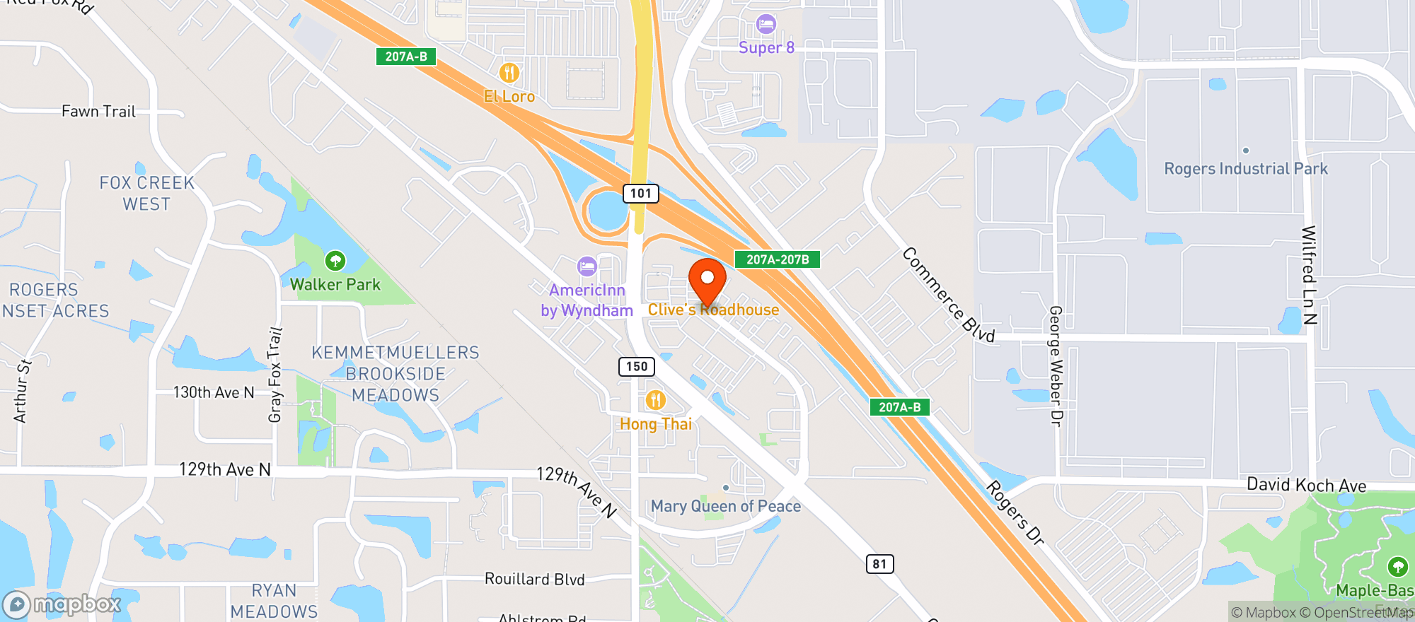 Map showing Clives Roadhouse