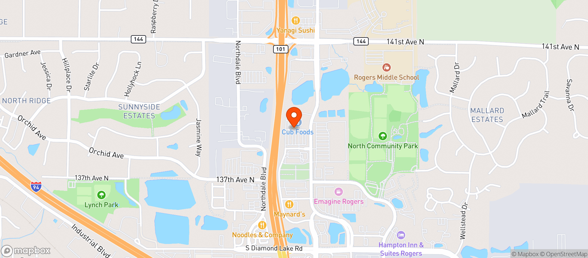 Map showing Cub Foods