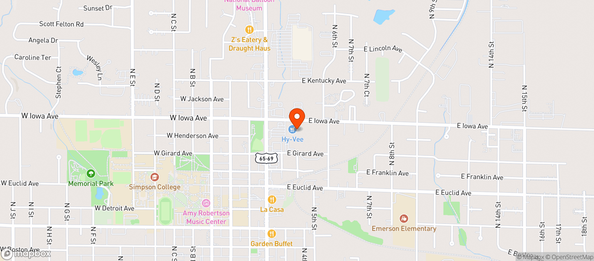 Map showing Hy Vee Food Store #1271