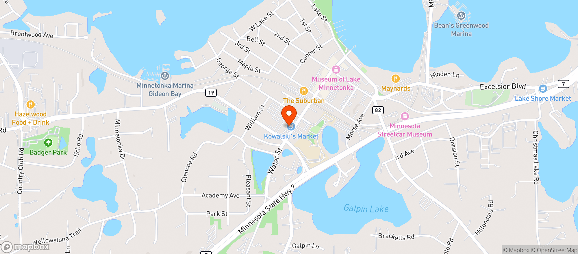 Map showing Kowalski's Excelsior Market