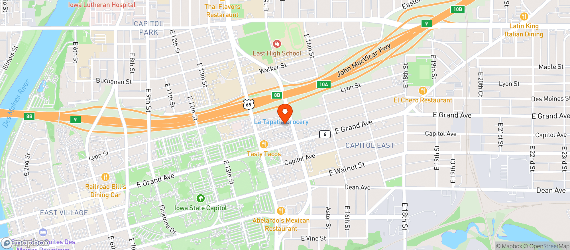 Map showing La Tapatia