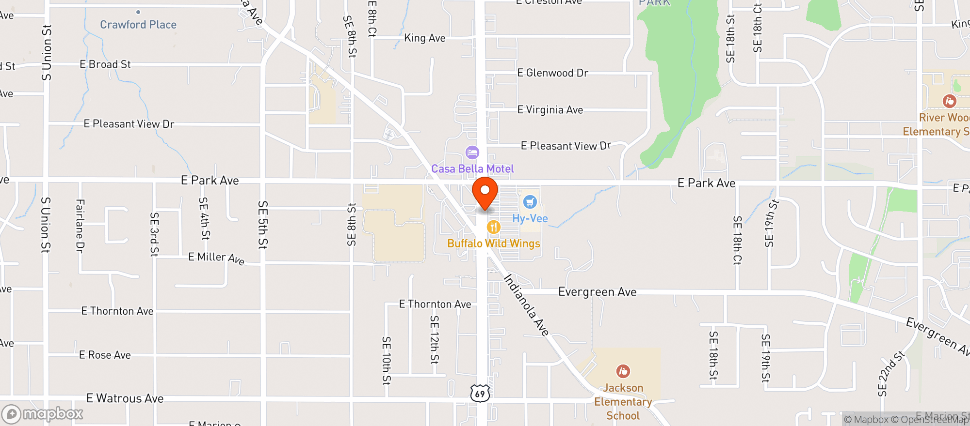 Map showing Hy Vee Wine & Spirits