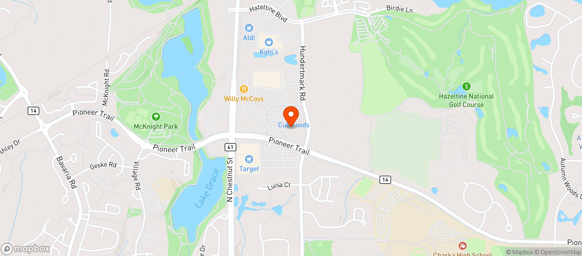 Map showing MGM LIQUORS