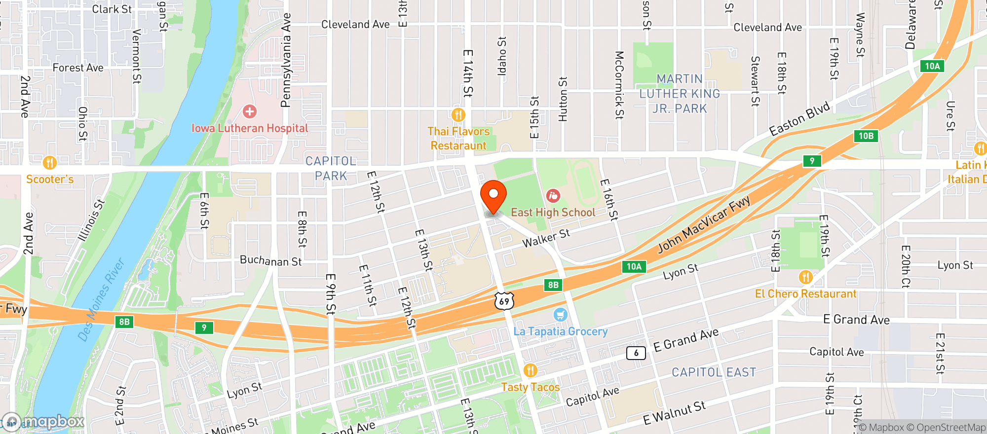 Map showing Oasis Wine & Spirits