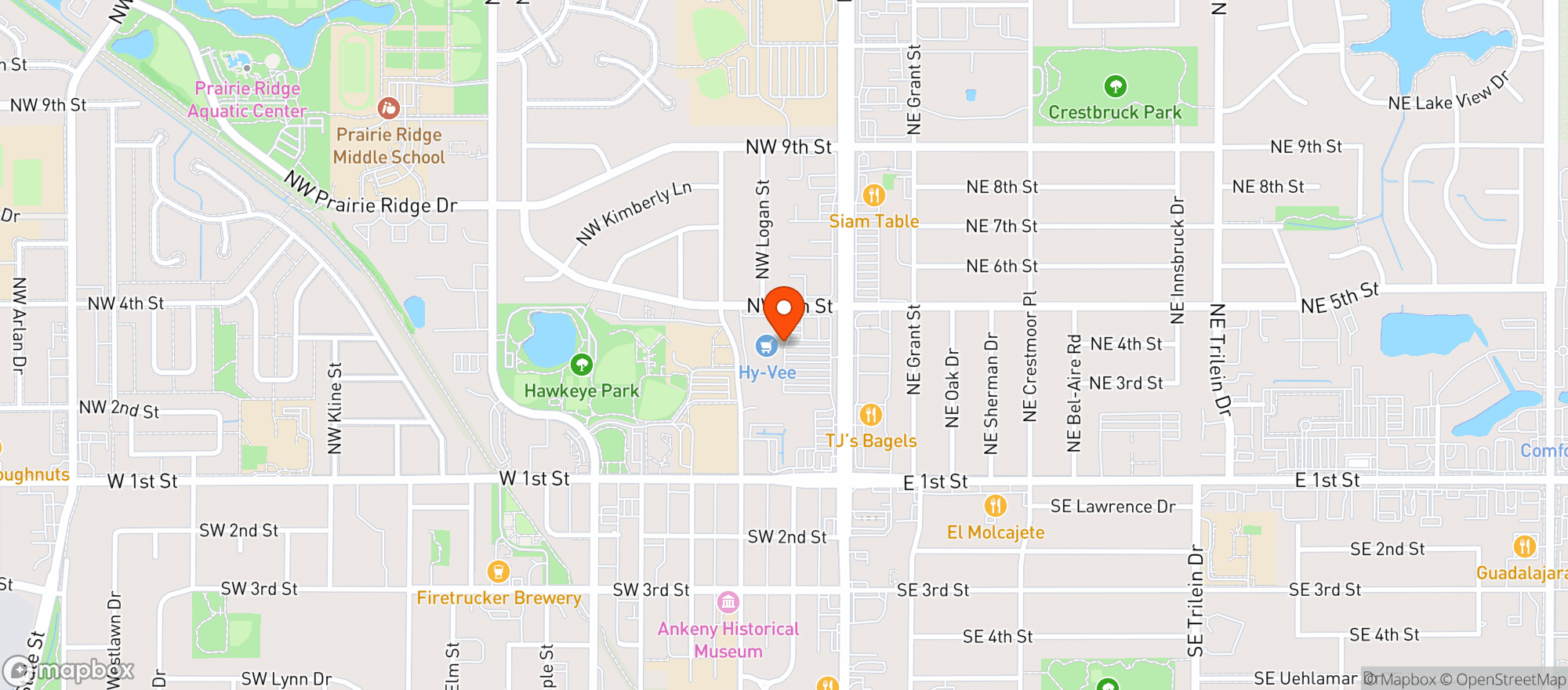 Map showing HY VEE FOOD STORE