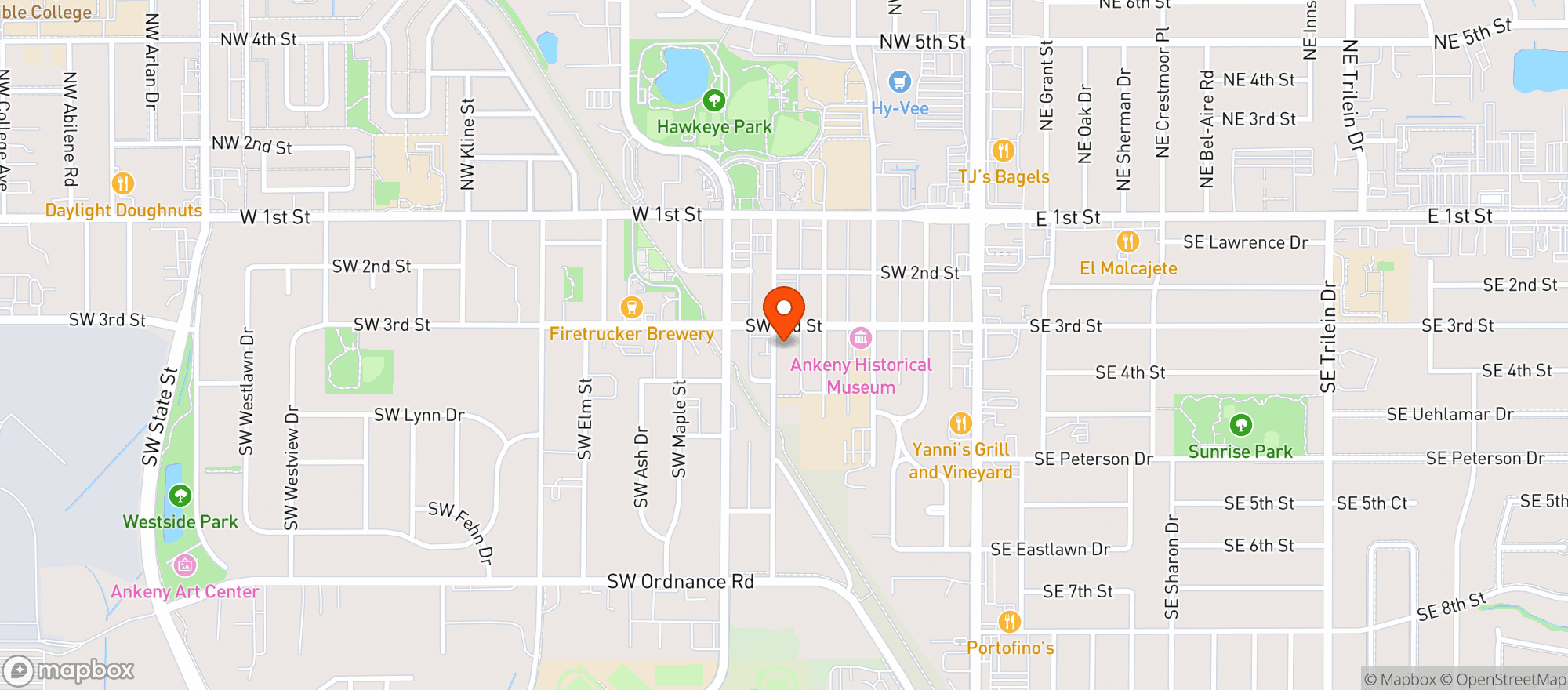 Map showing Uptown Garage Brewing Company