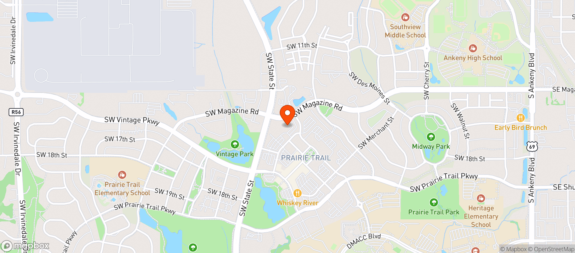 Map showing Hy-vee