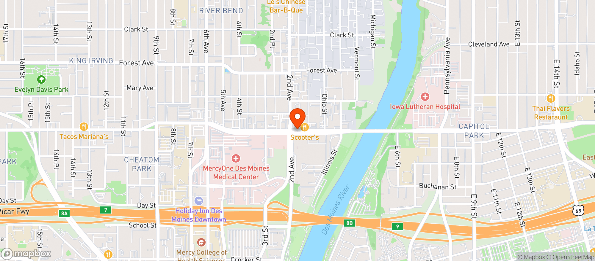 Map showing H & A Mini Mart