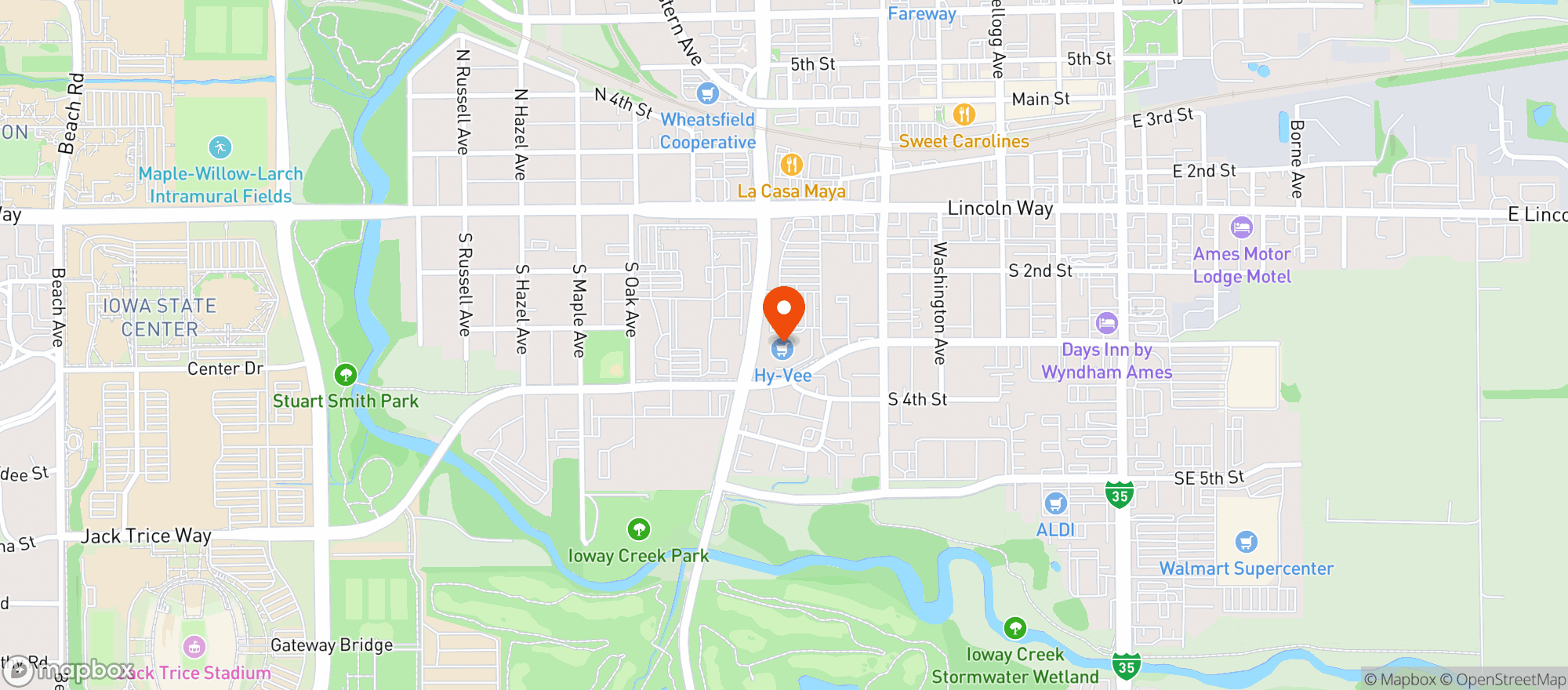 Map showing HY-VEE