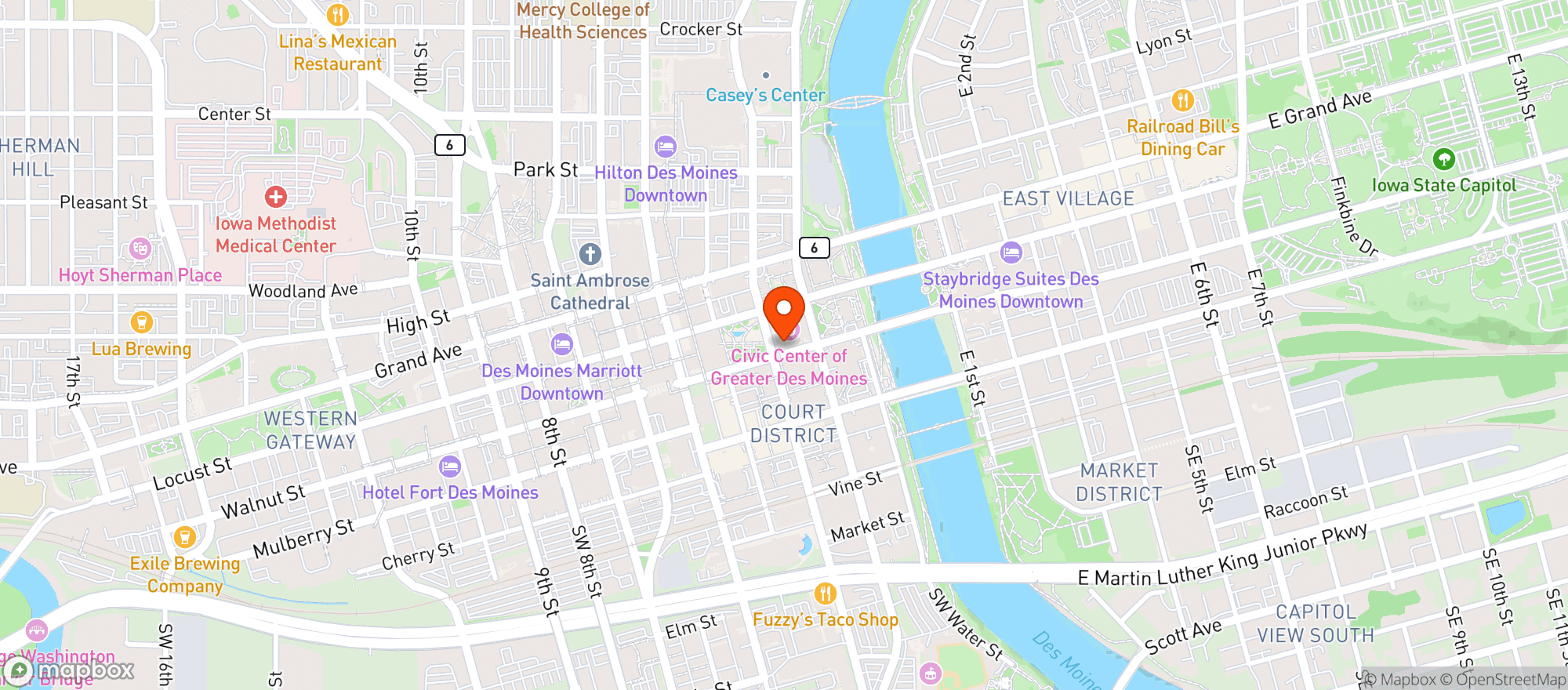 Map showing Civic Center