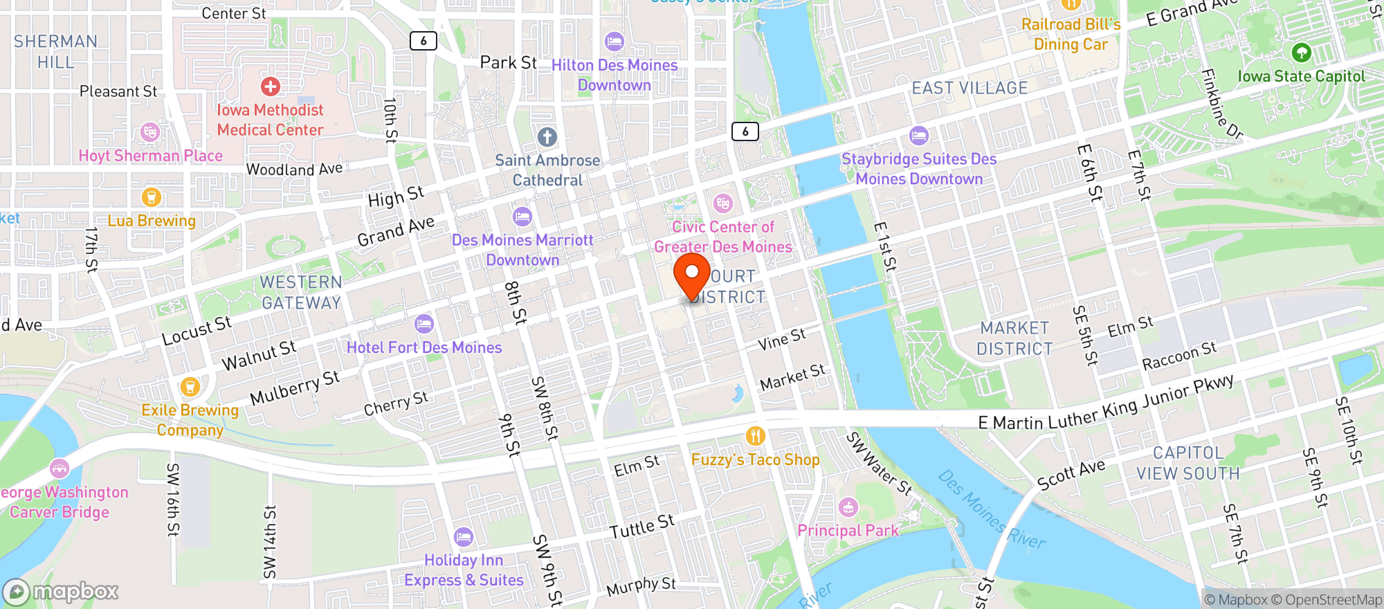 Map showing Blue Sushi Sake Grill
