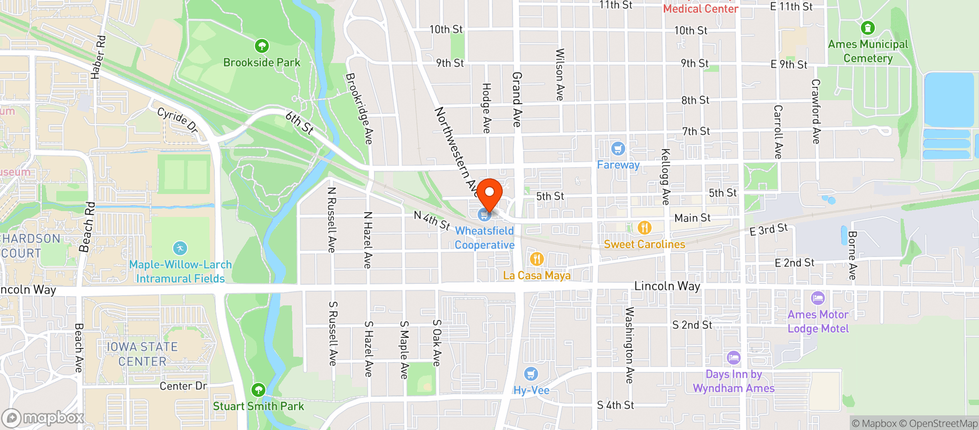 Map showing Wheatsfield Grocery