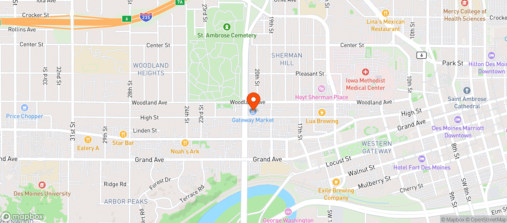 Map showing Gateway Market'A'