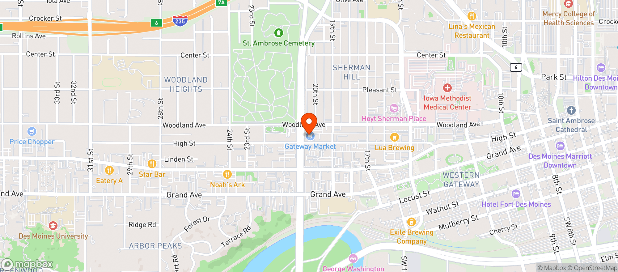 Map showing GATEWAY MARKET