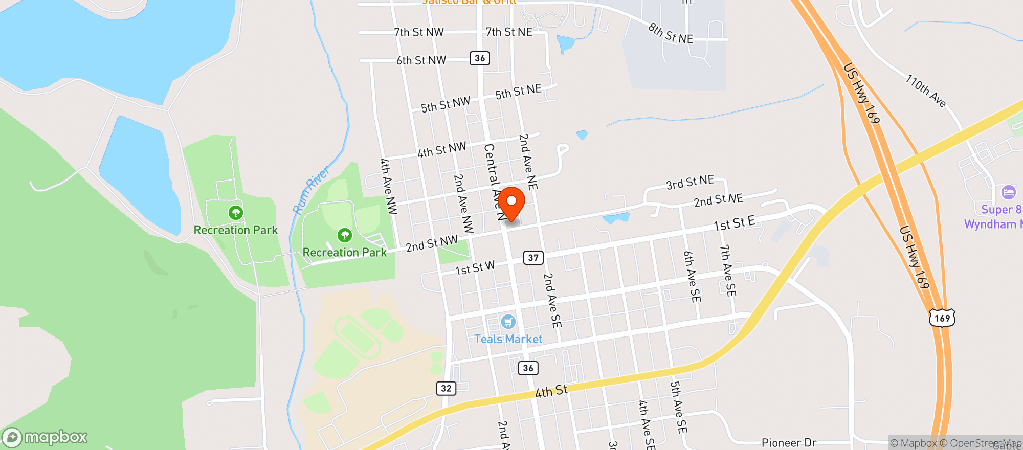 Map showing The Mellow Fellow Central Ave