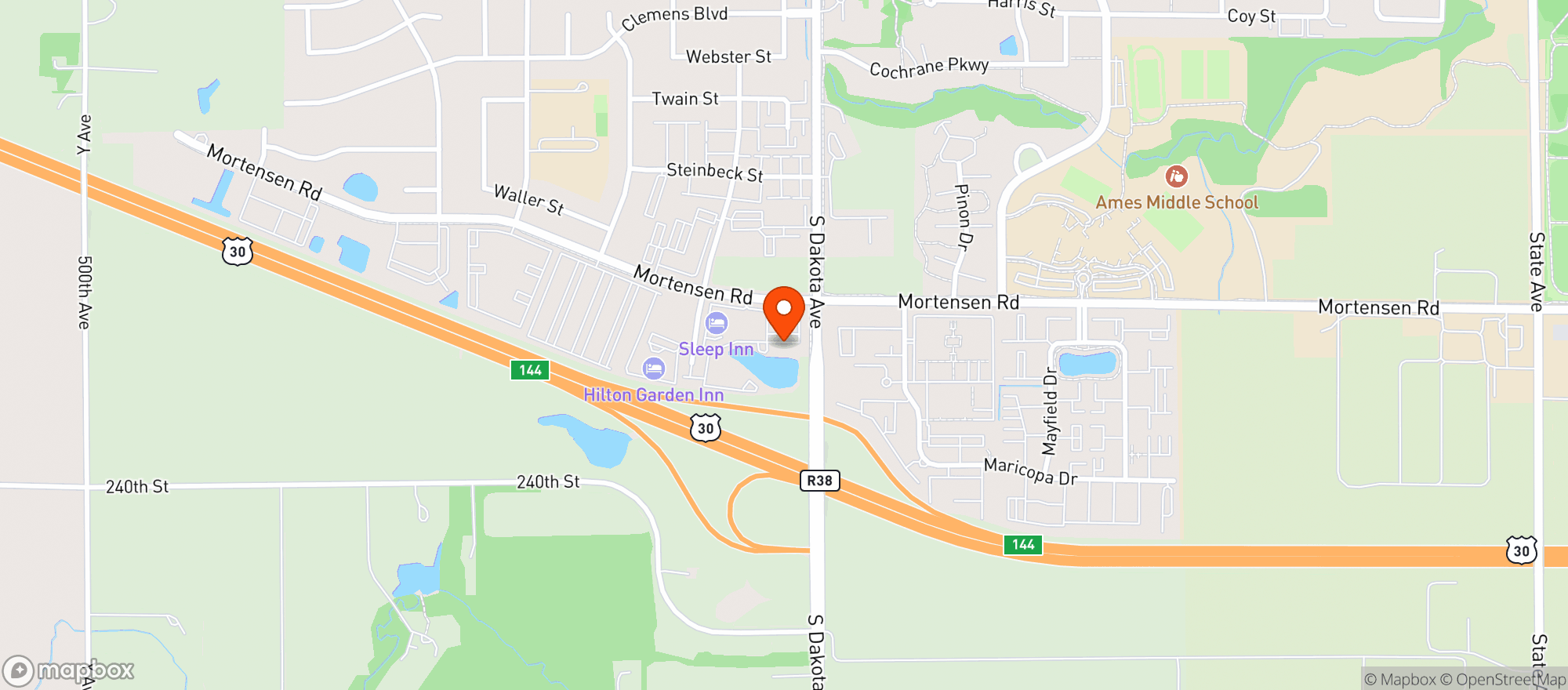 Map showing Westowne Pub Ames