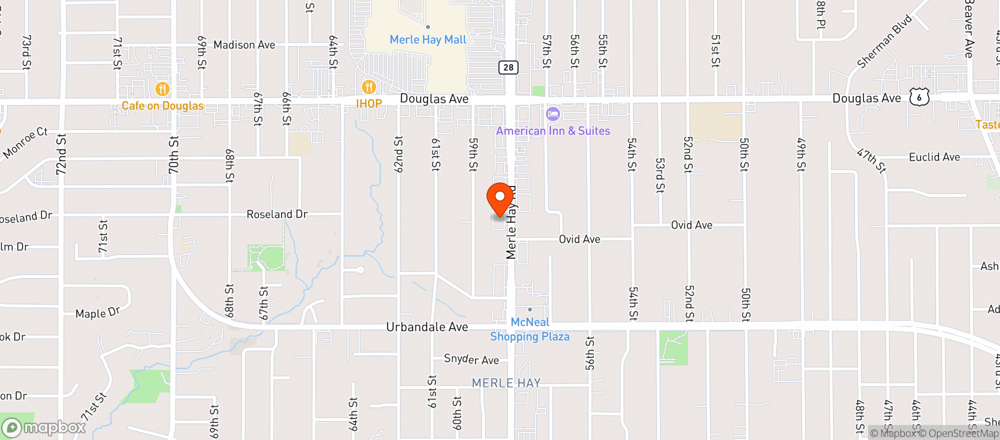 Map showing Merle Hay Liquor & Smoke