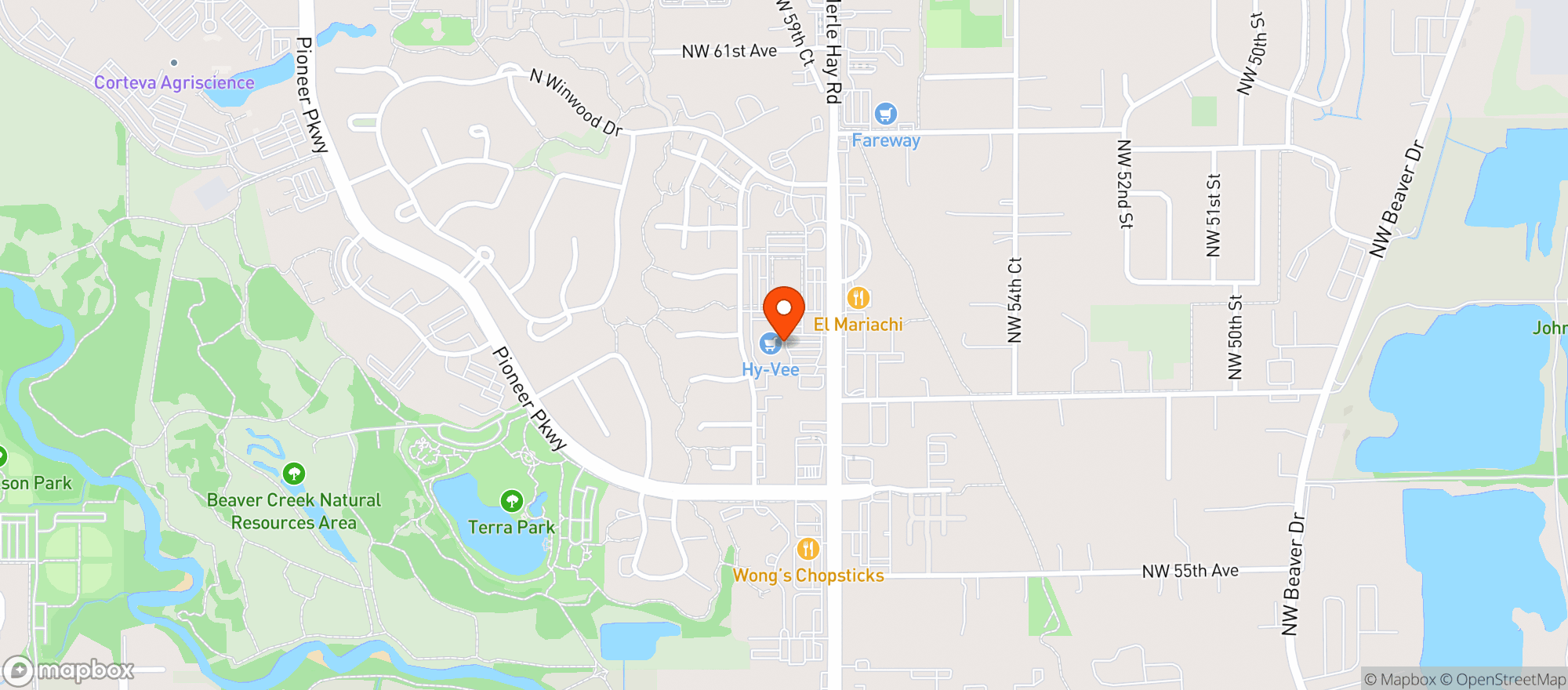 Map showing Hy Vee Food Store