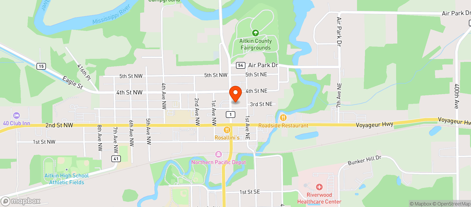 Map showing Block North Brew Pub