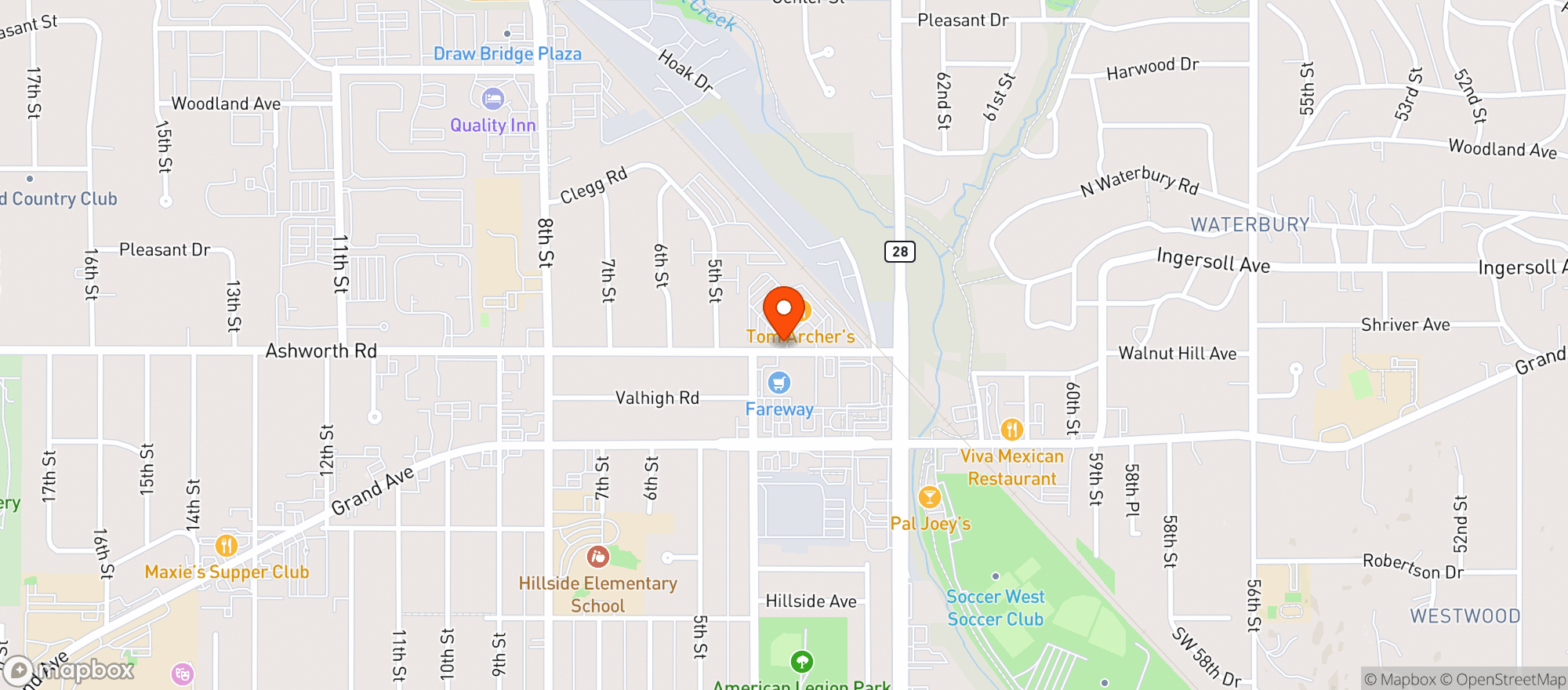Map showing Tom Archers Poor Mans Country Club