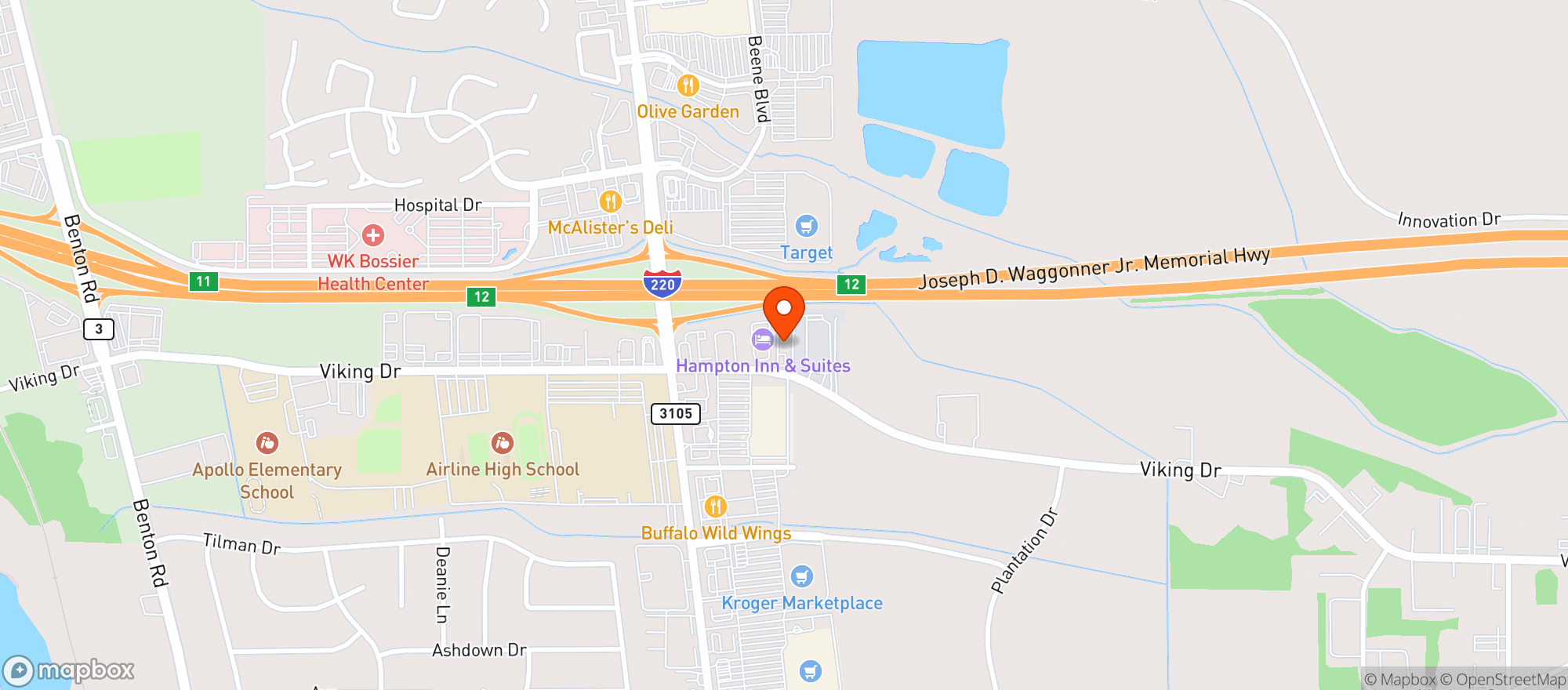 Map showing Nickys Mexican Restaurant