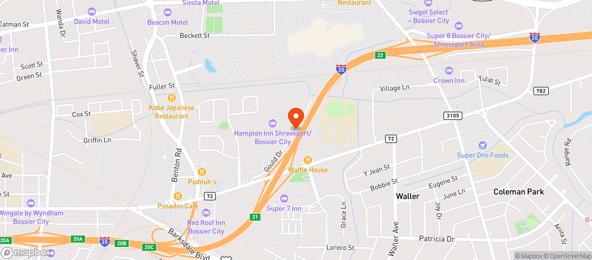 Map showing Texas Roadhouse