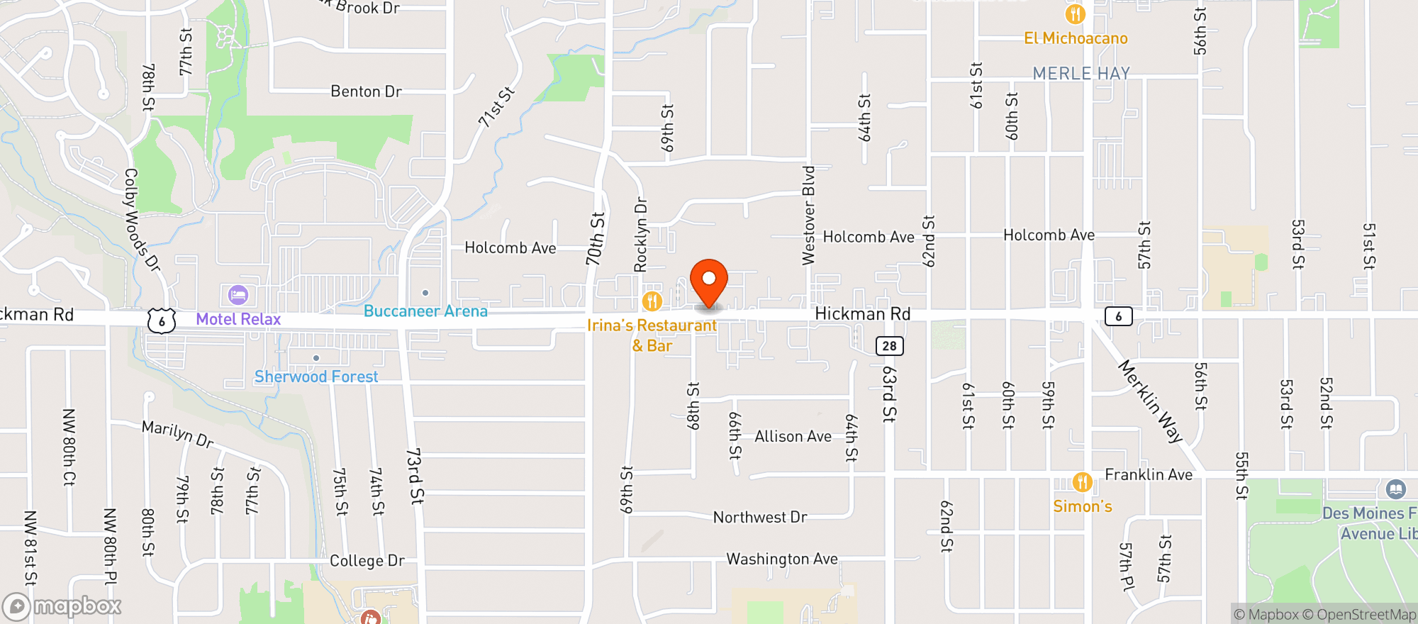 Map showing Cafe Phoenix Rest