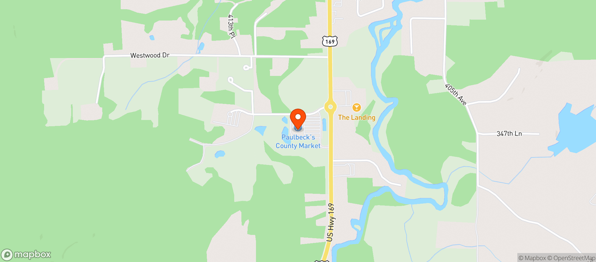 Map showing PAULBECKS COUNTY MARKET