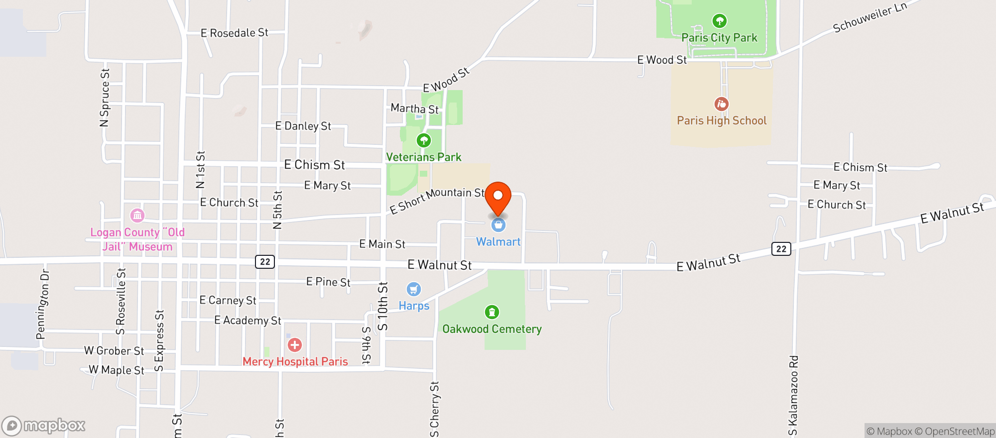 Map showing Walmart Supercenter