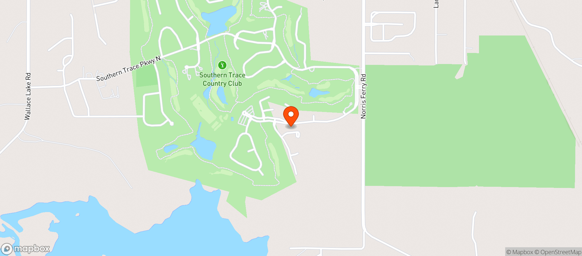 Map showing Southern Trace Country Club