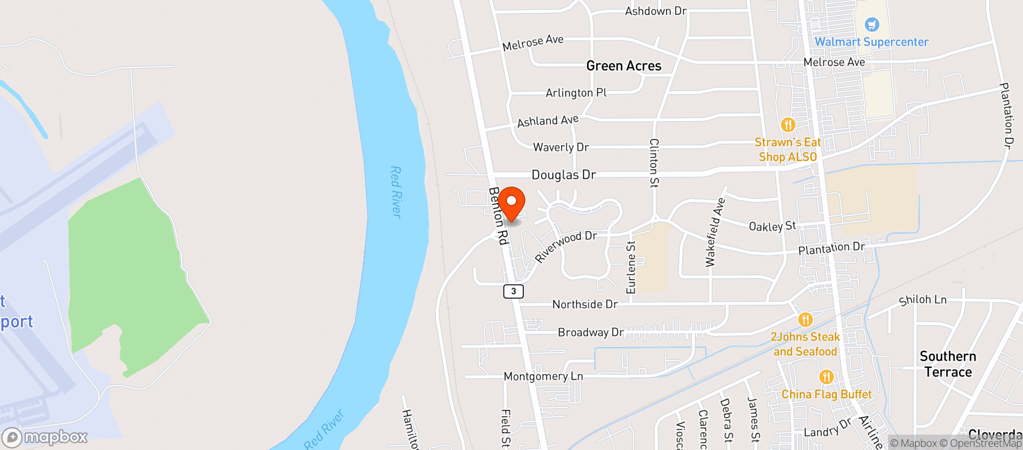 Map showing End Zone Sports Pub