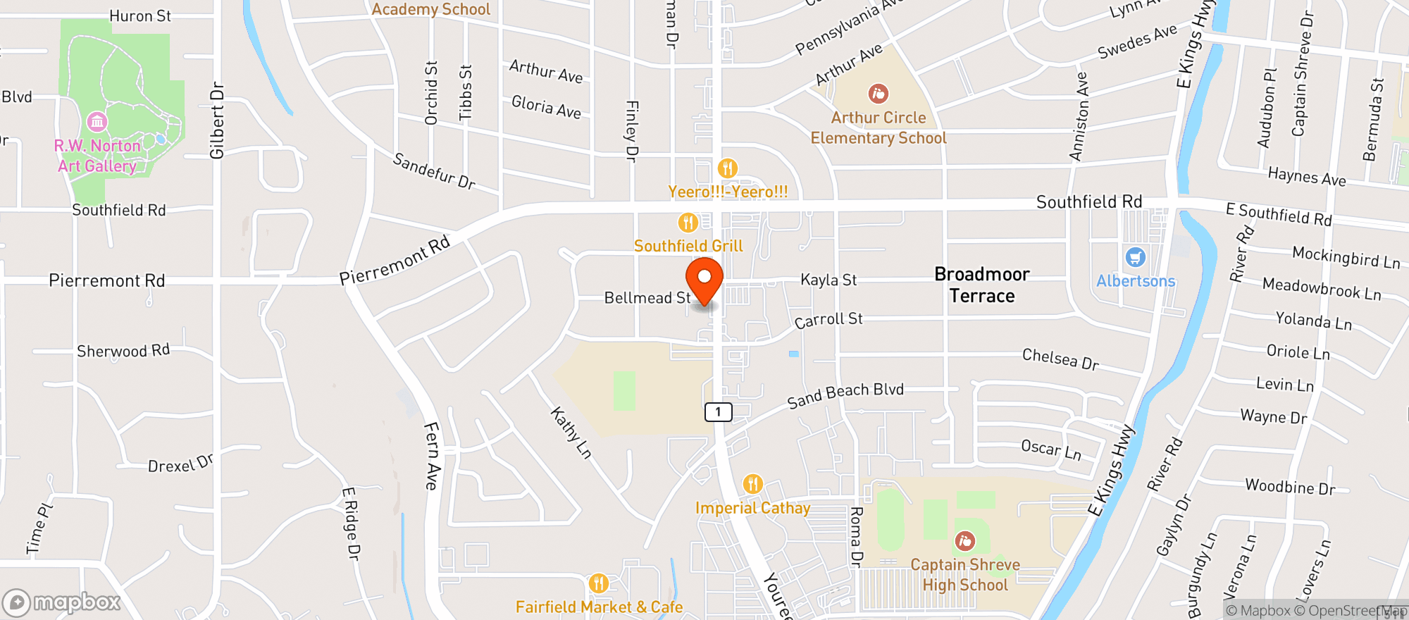 Map showing Door Dash