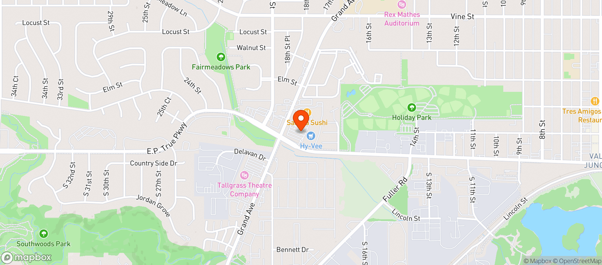 Map showing Hy-vee