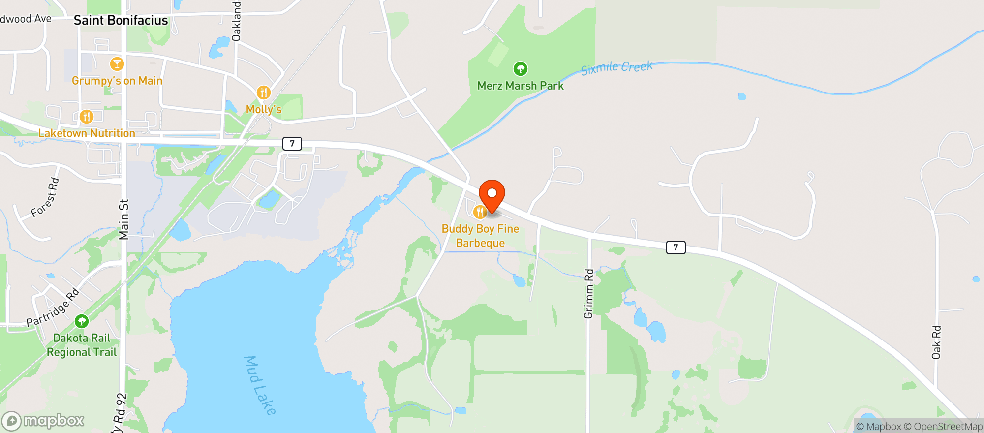 Map showing Buddy Boy Fine Barbeque