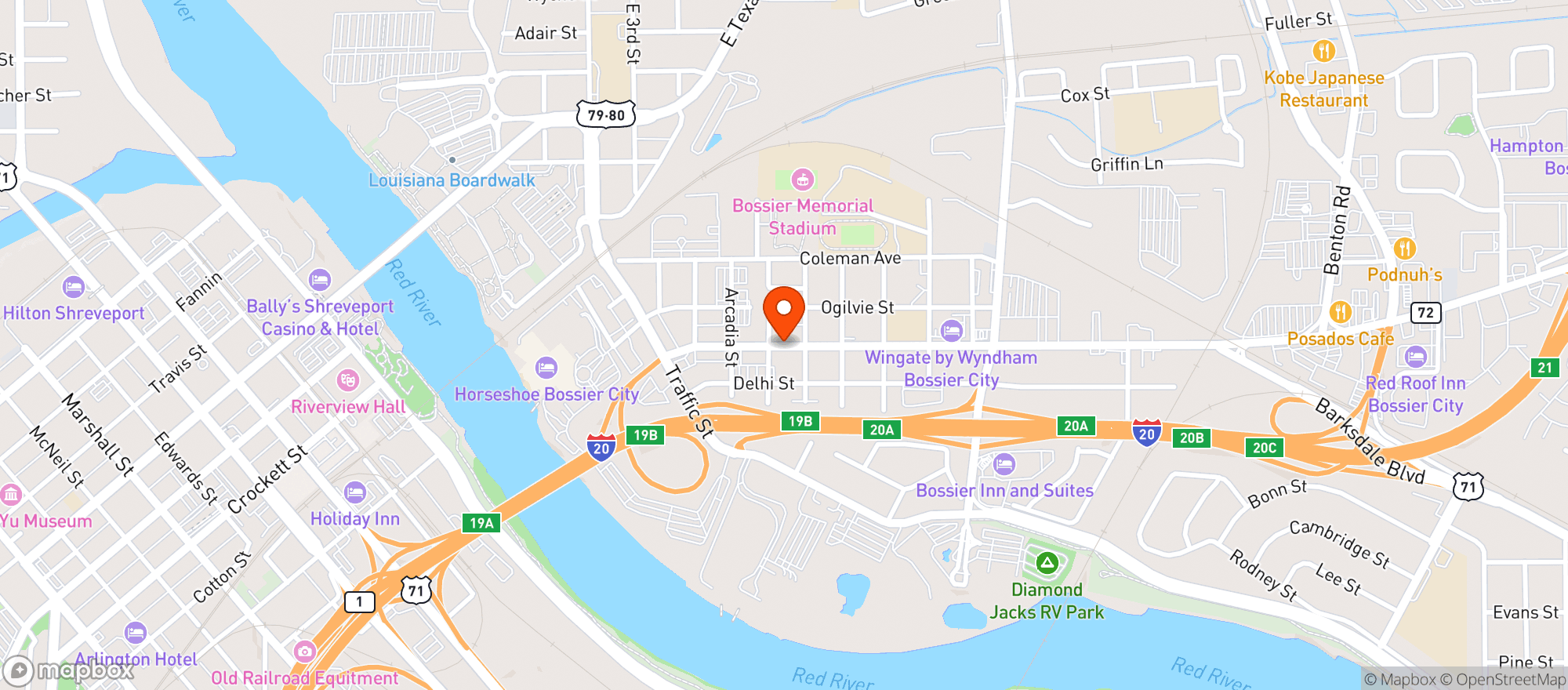 Map showing El Patio Bar & Grill