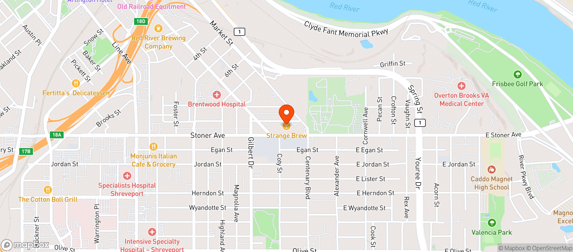 Map showing Strange Brew