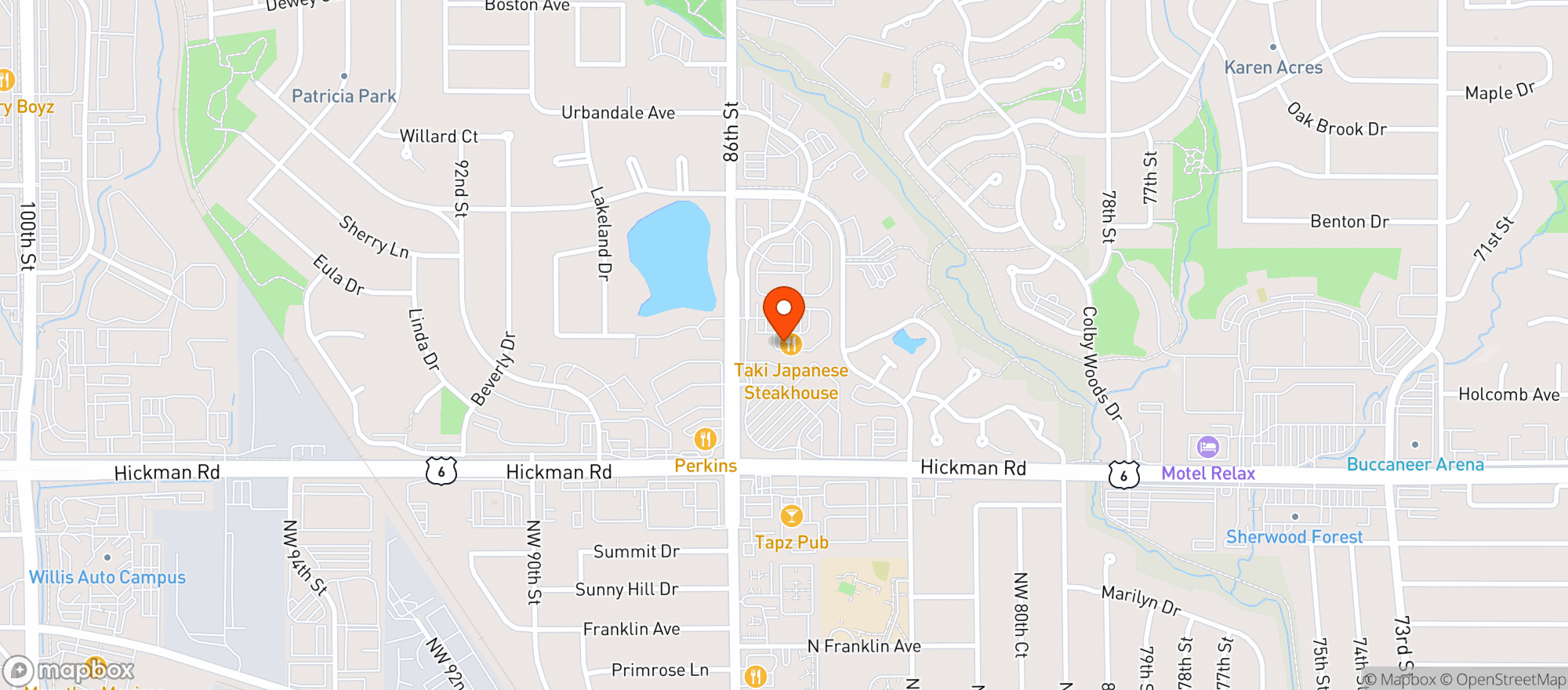 Map showing Taki Japanese Steak House