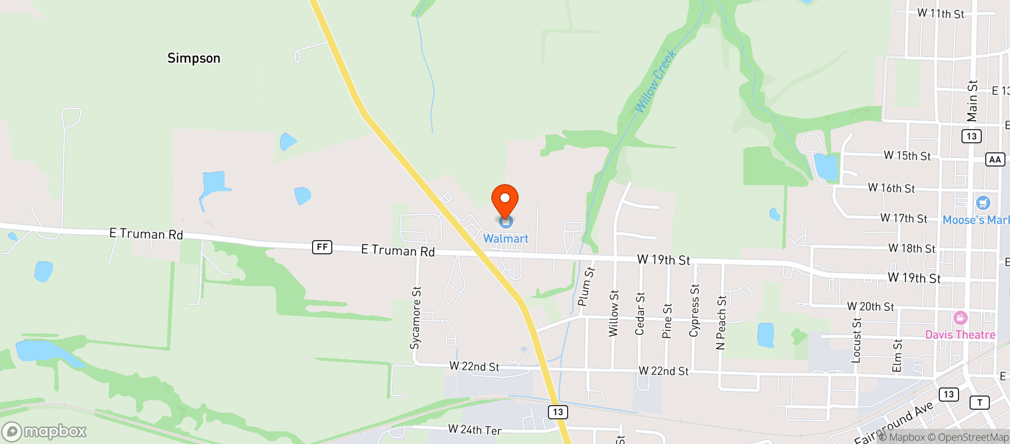 Map showing Walmart Store