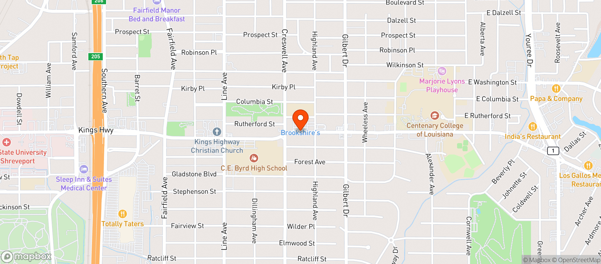 Map showing Brookshire Food Store