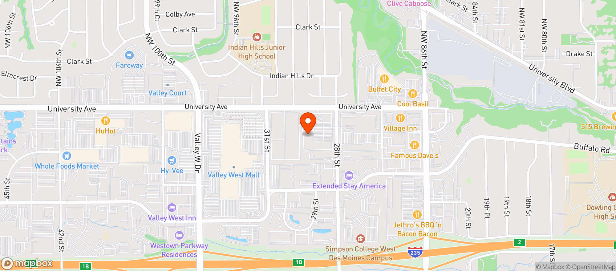 Map showing FRESH THYME FARMERS MARKET (WEST DES MOINES)