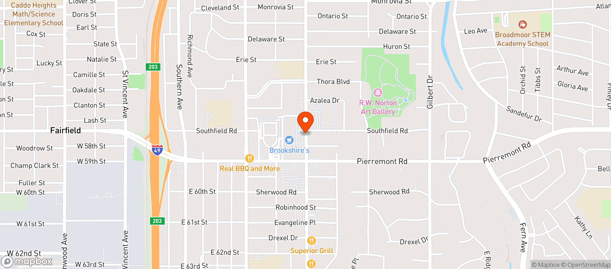Map showing Brookshire Food Store