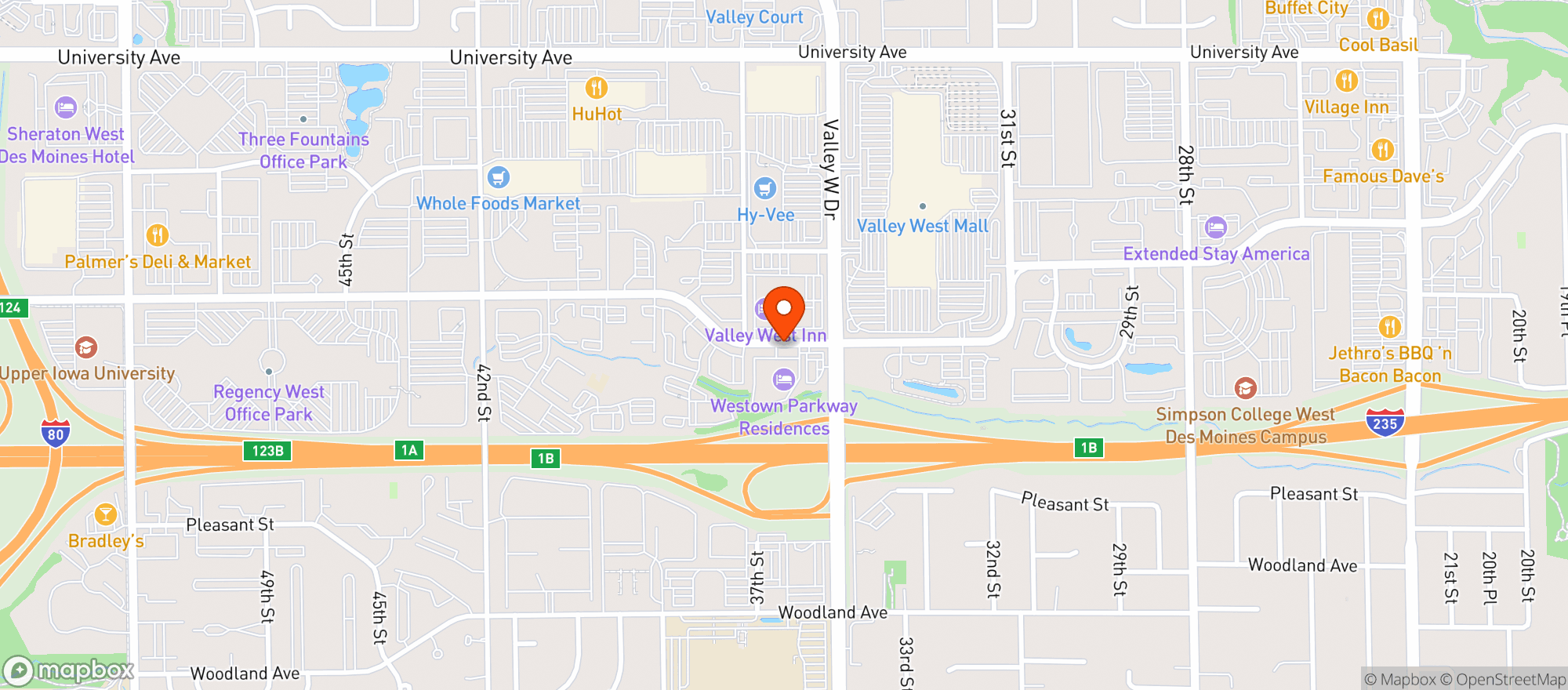 Map showing Westown Tap Bar & Restaurant