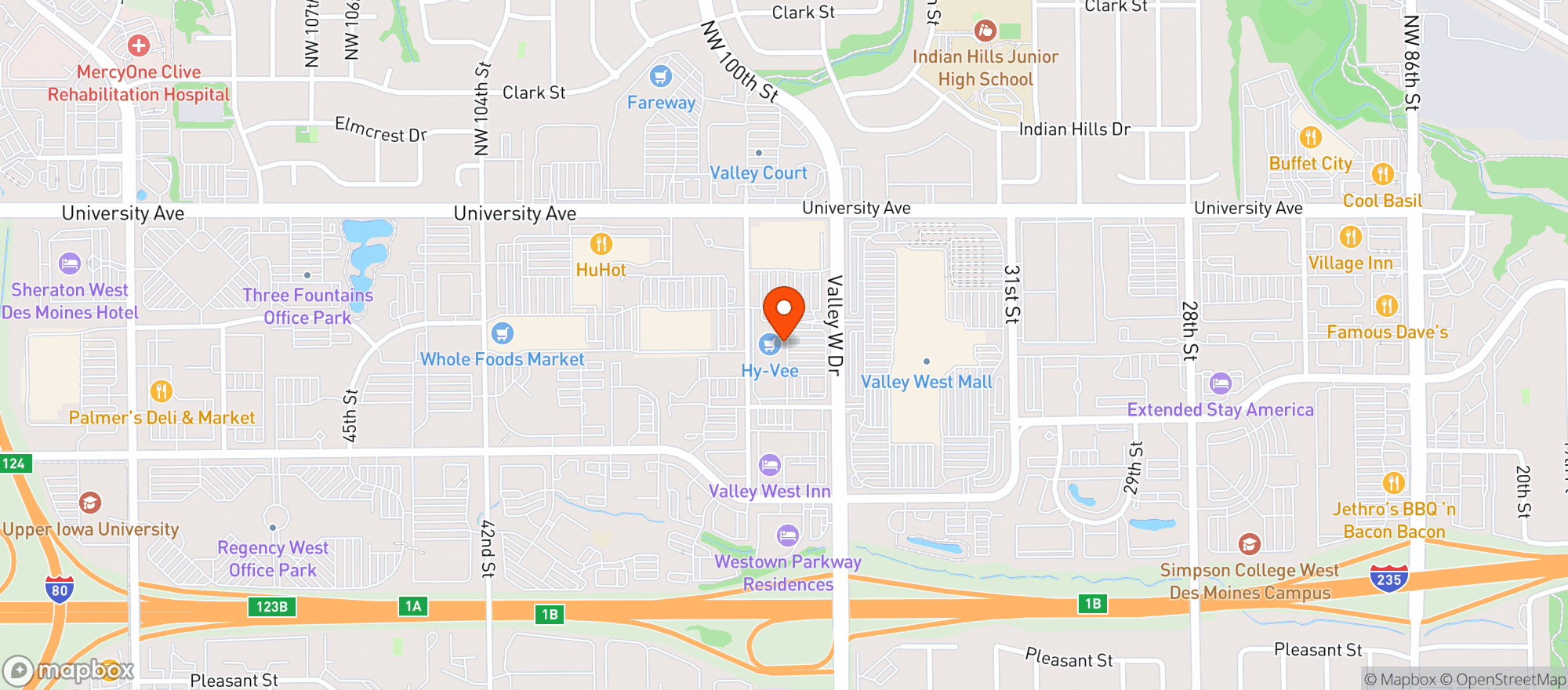 Map showing Hy Vee Food Store